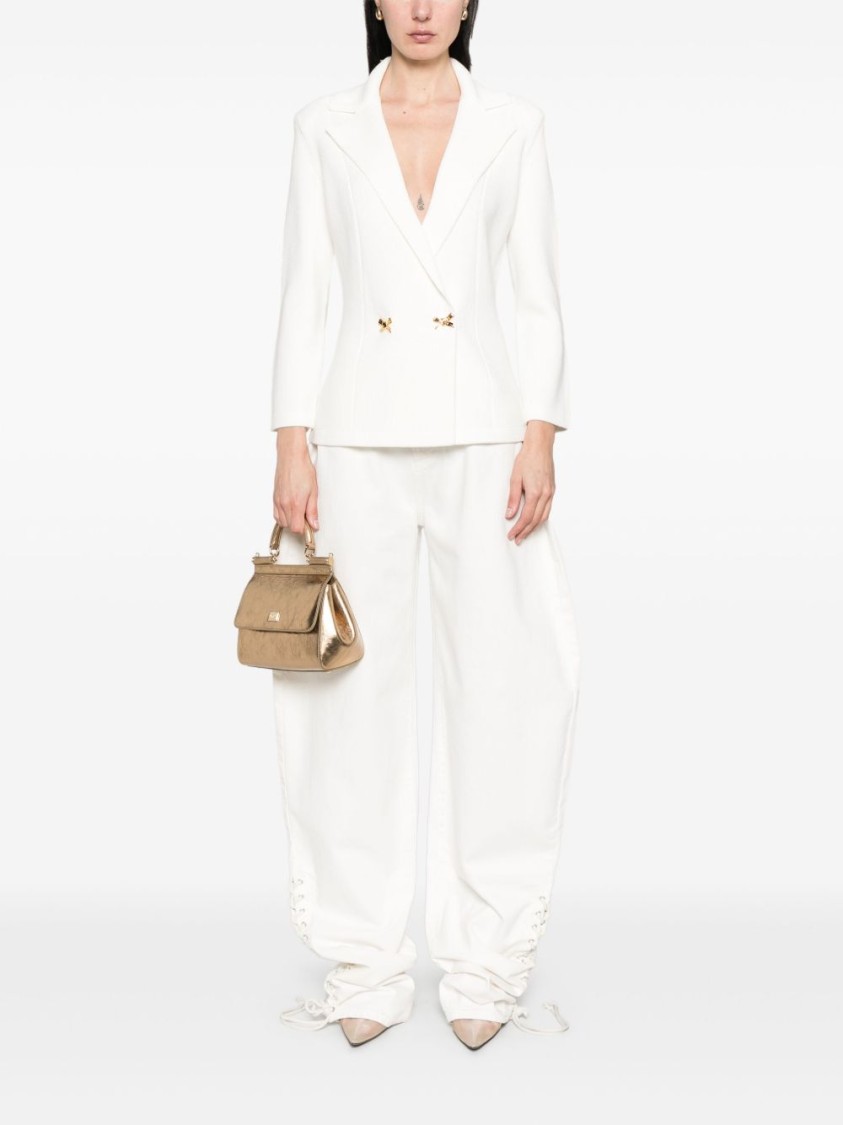 Elisabetta Franchi Ivory Jacket With Deep V-neckline In White