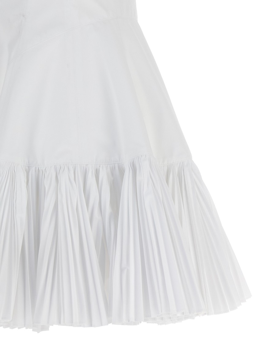 Giovanni Bedin Cotton Blend Mini Dress With Pleated Hem In White