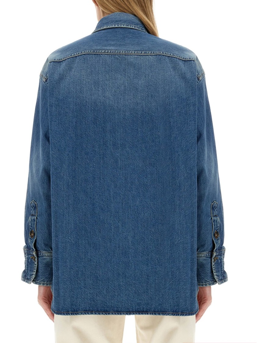 Shop Victoria Beckham Overszie Fit Shirt In Blue