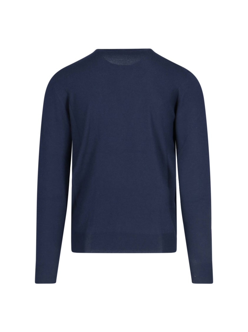 Loro Piana Ribbed Crewneck Sweater With Long Sleeves In Blue