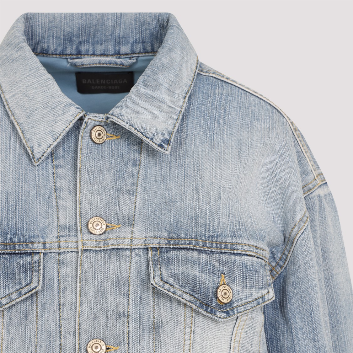 Balenciaga Standing Collar Jacket In Blue