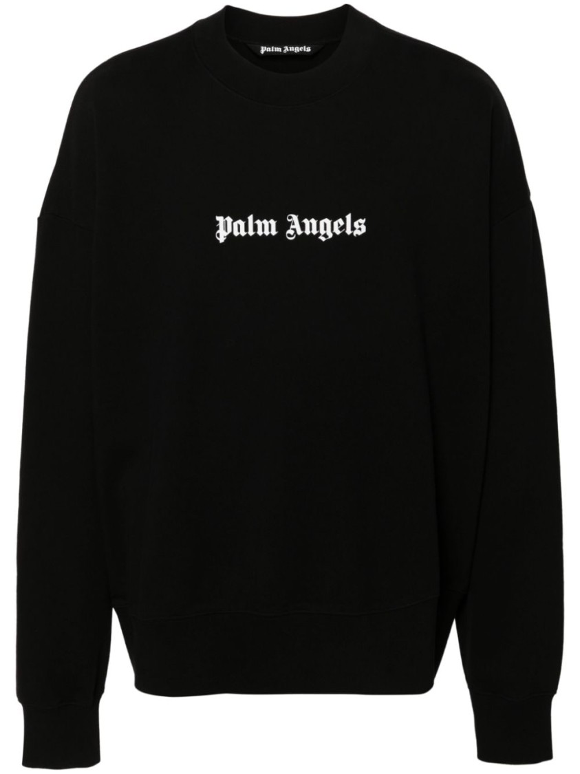 Shop Palm Angels Drop Shoulder Sweatshirt With Logo In Black