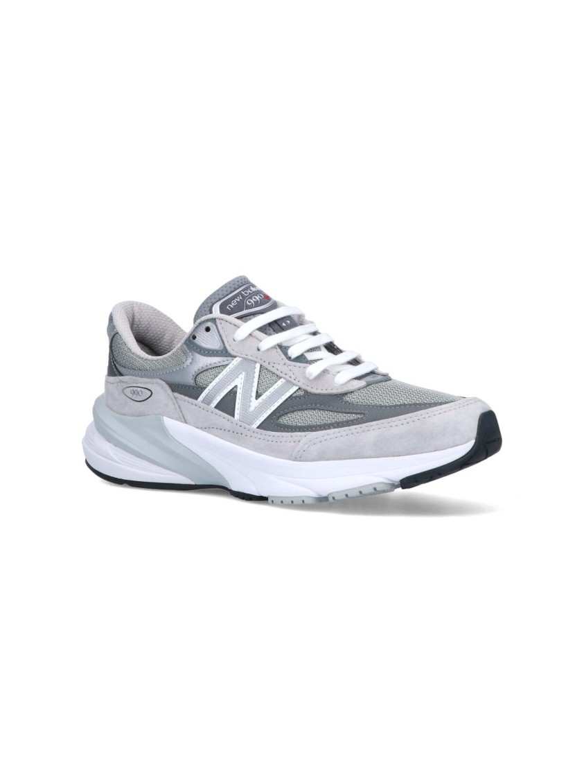 New Balance Grey Low Top Sneakers With Logo Detail In Suede And Tech Fabric Man