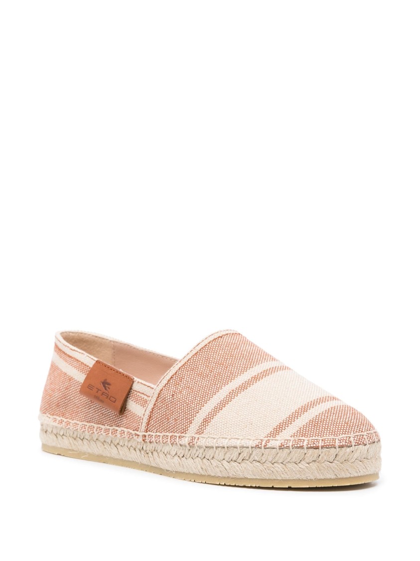 Etro Striped Canvas Espadrillas In Brown