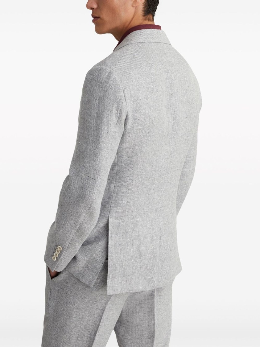 スーツ（メンズ） Brunello Cucinelli Notched Lapel Grey Linen Blend Jacket Brunello Cucinelli Notched Lapel Grey Linen Blend Jacket