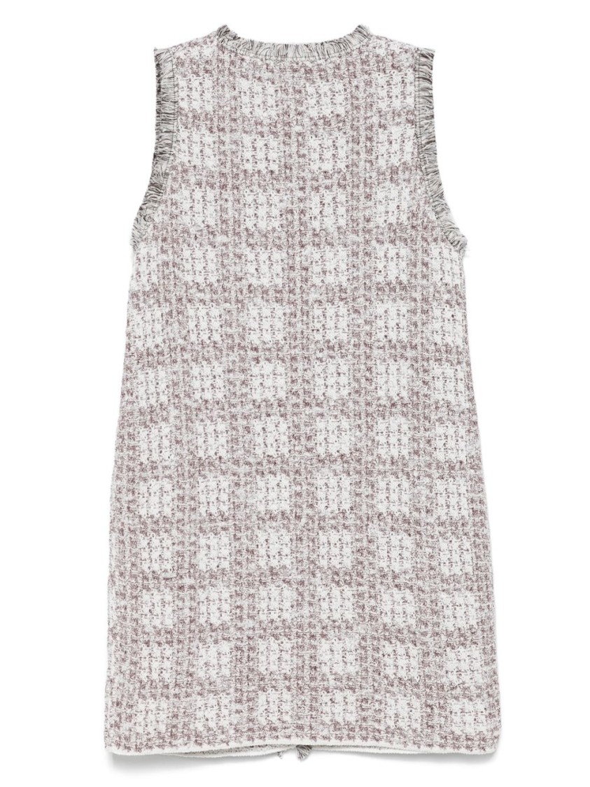 Bruno Manetti Textured Knit Grey Jacket With Fringed Edge In Neutral