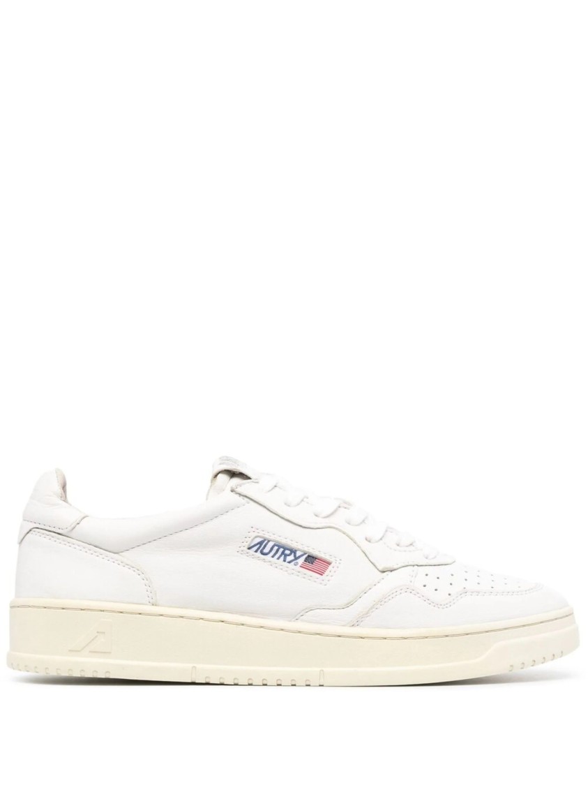 Autry Low Sneaker With Perforated Detailing And Rubber Sole In White