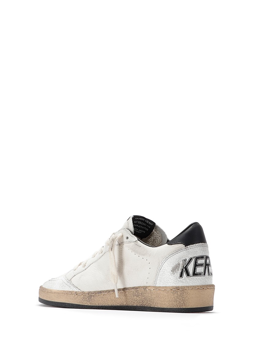 Golden Goose Women's Ball Star Sneakers In White Nappa Leather With Black Leather Star And Heel Tab In Pink