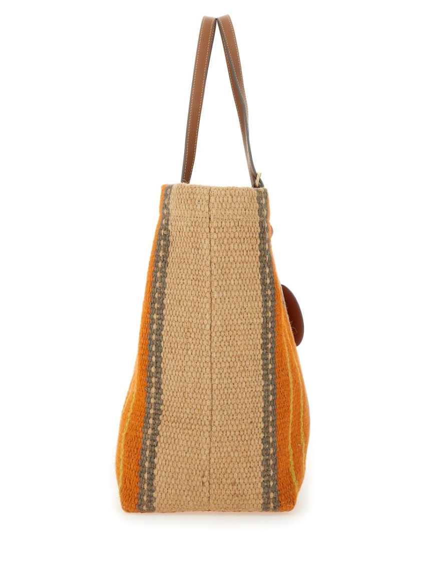 Shop Anya Hindmarch Textured Tote Bag With Stripe Design In Multicolor