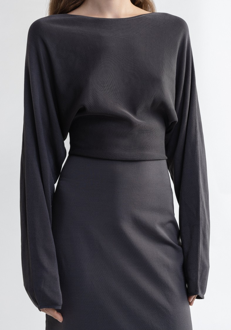 Shop Aeron Louise - Knitted Midi Dress In Black