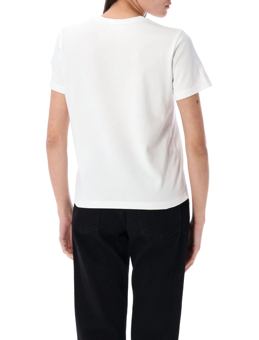 Moncler Embroidered Calligraphy Logo T-shirt With Crewneck In Gray