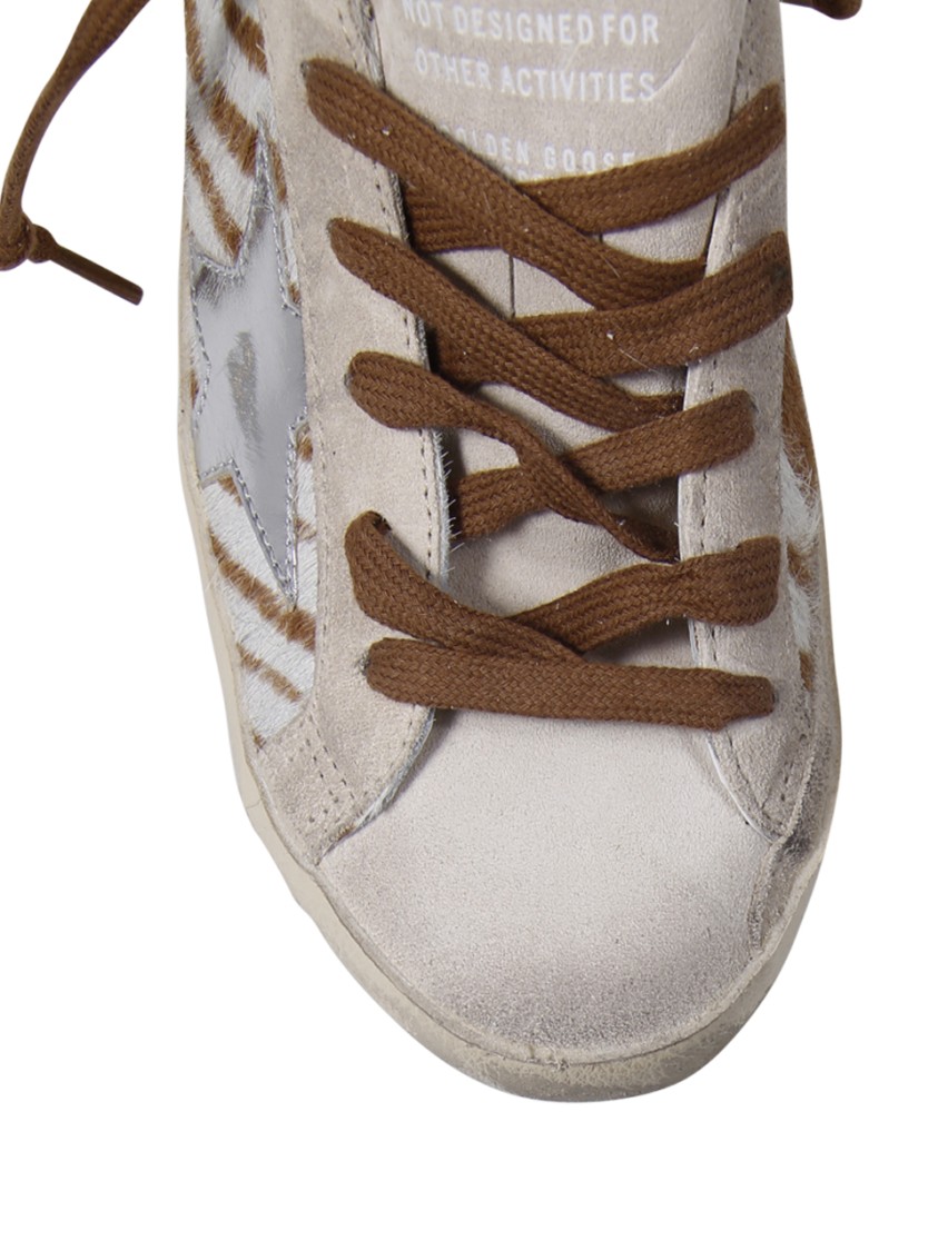 Shop Golden Goose Super-star Zebra Horsy Upper Suede Toe And Heel Laminated Star