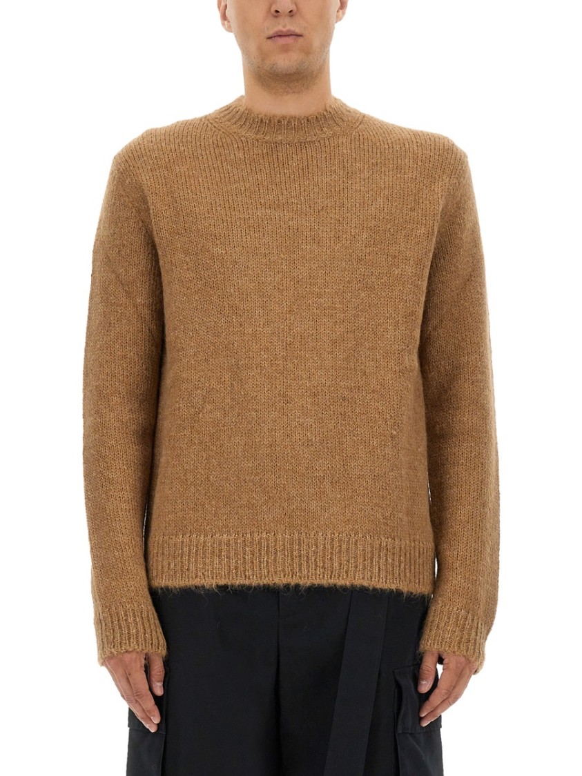 Jil Sander Relaxed Fit Wool Blend Sweater In Brown