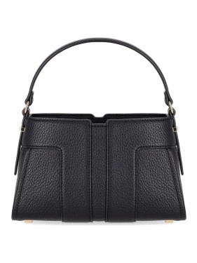 トートバッグ Elisabetta Franchi Structured Black Handbag With Gold Black small tote bag with gold plaque – BU Club