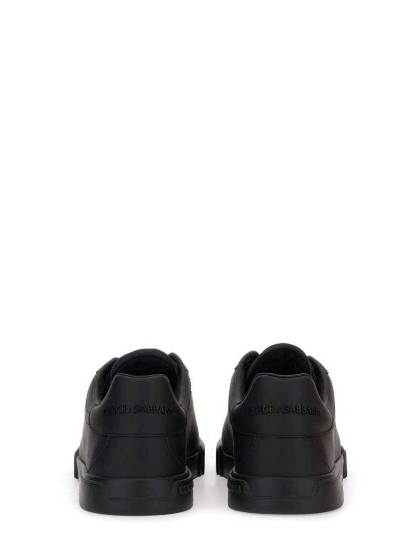 Dolce & Gabbana Portofino Light Black Sneakers With Logo Patch On The Tongue And Tonal Logo Lettering On The Heel In In Black
