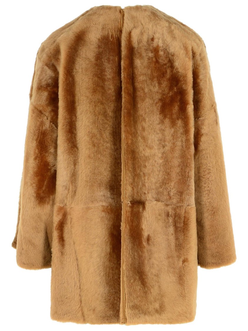 MAX MARA MAX MARA SANTOS' REVERSIBLE BROWN SHEARLING SHEEPSKIN 