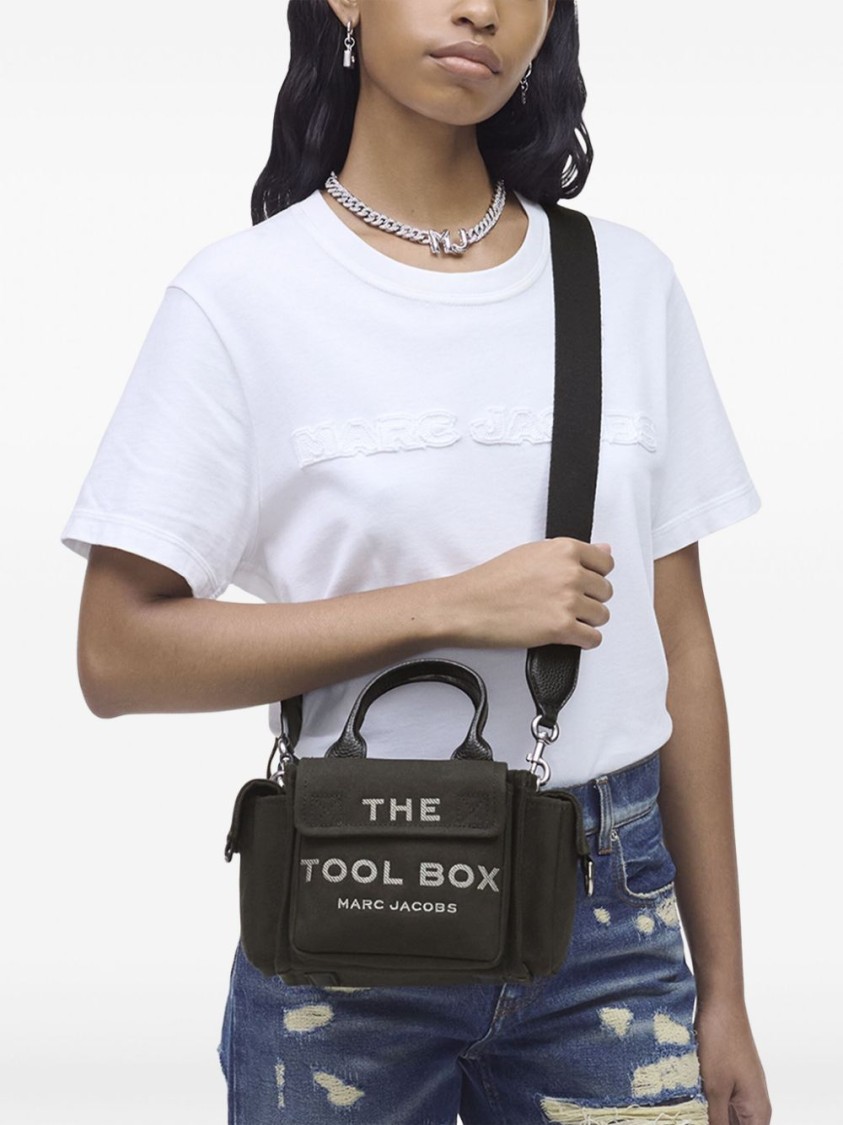 Marc Jacobs Compact Black Canvas Bag With Logo And Multiple Pockets