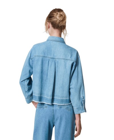 Twinset Actitude Light Denim Shirt With Pleated Cuffs