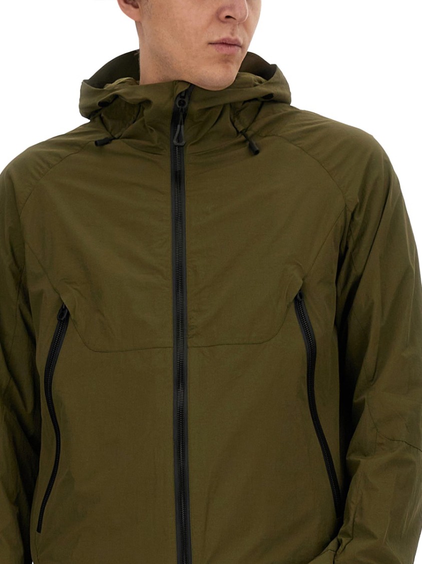 Jg1 Textured Nylon Hooded Jacket In Green