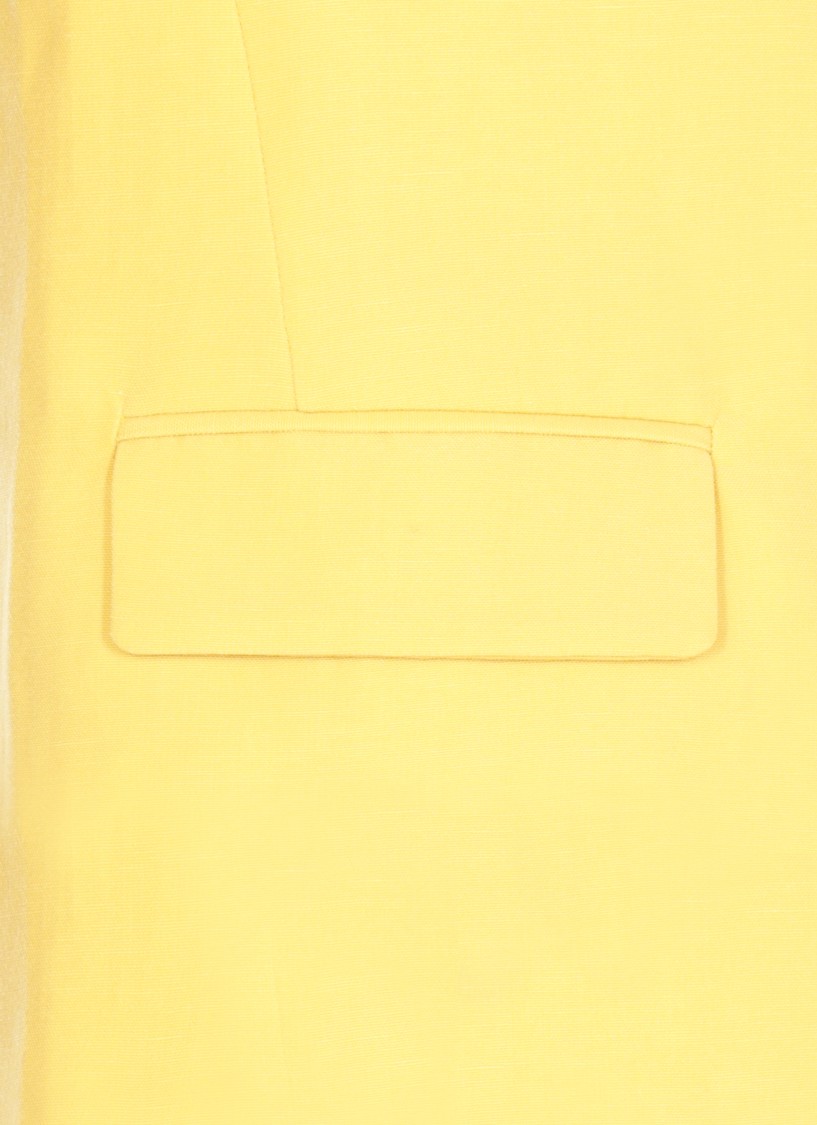 Fabiana Filippi Wool Linen Hopsack Fitted Jacket With Organza Band In Yellow