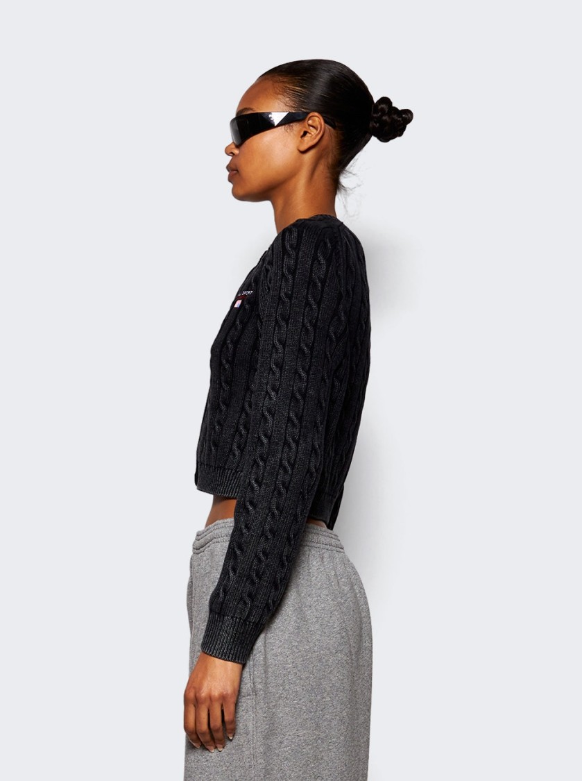 Alexander Wang T T By Alexander Wang Cropped Crewneck Cardigan - Washed Black