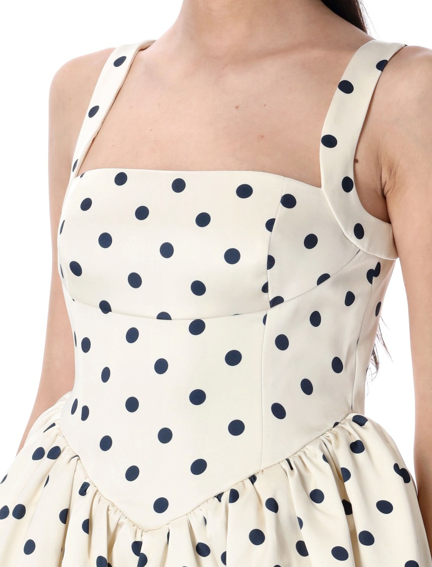 Self-portrait Pleated Polka-dot Duchesse-satin Mini Dress