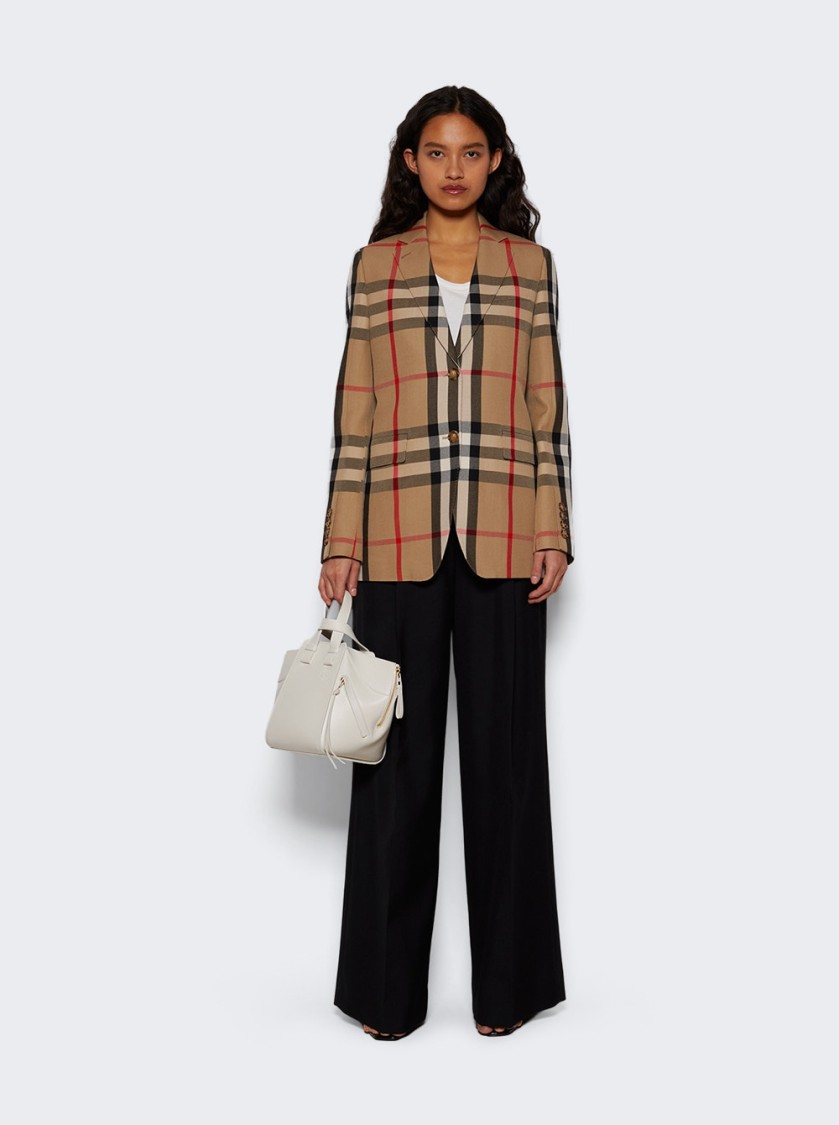 Burberry Check Wool Cotton Jacquard Tailored Jacket In Neutrals