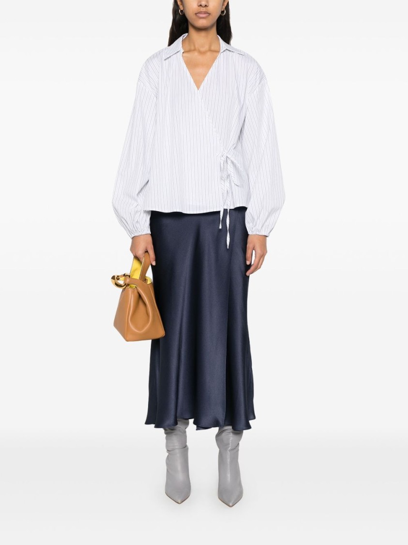 Semicouture Semi Couture Flowing Blue Wrap Maxi Skirt In Blue