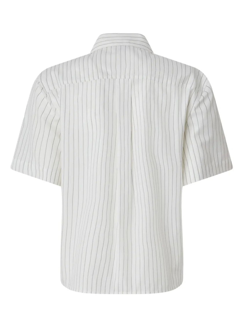 Pinko Chemise De Bowling En Coton À Rayures Verticales In White