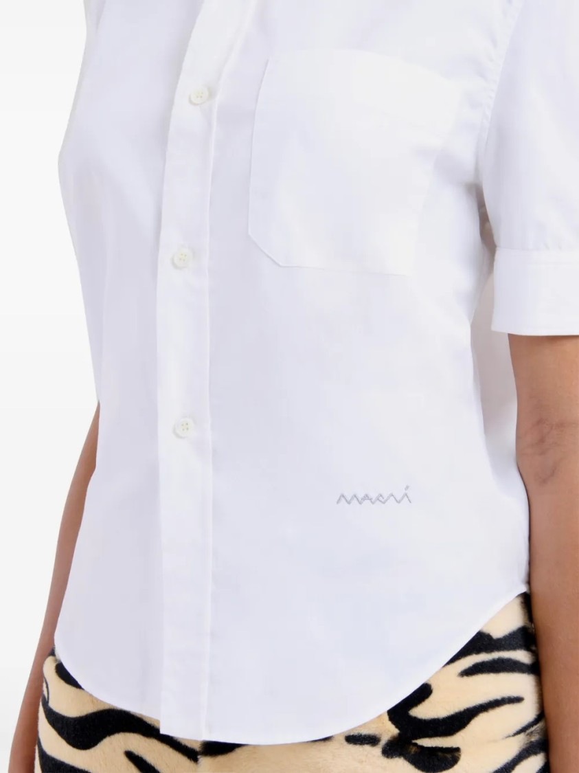 Marni Short-sleeved Tailored Cotton Shirt In White