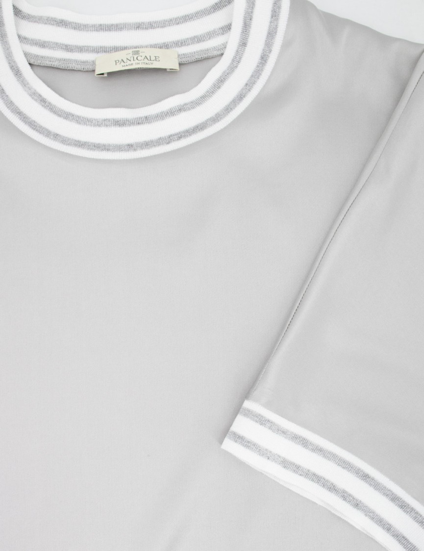Panicale Silk Sweater With Contrast Edges In Neutrals