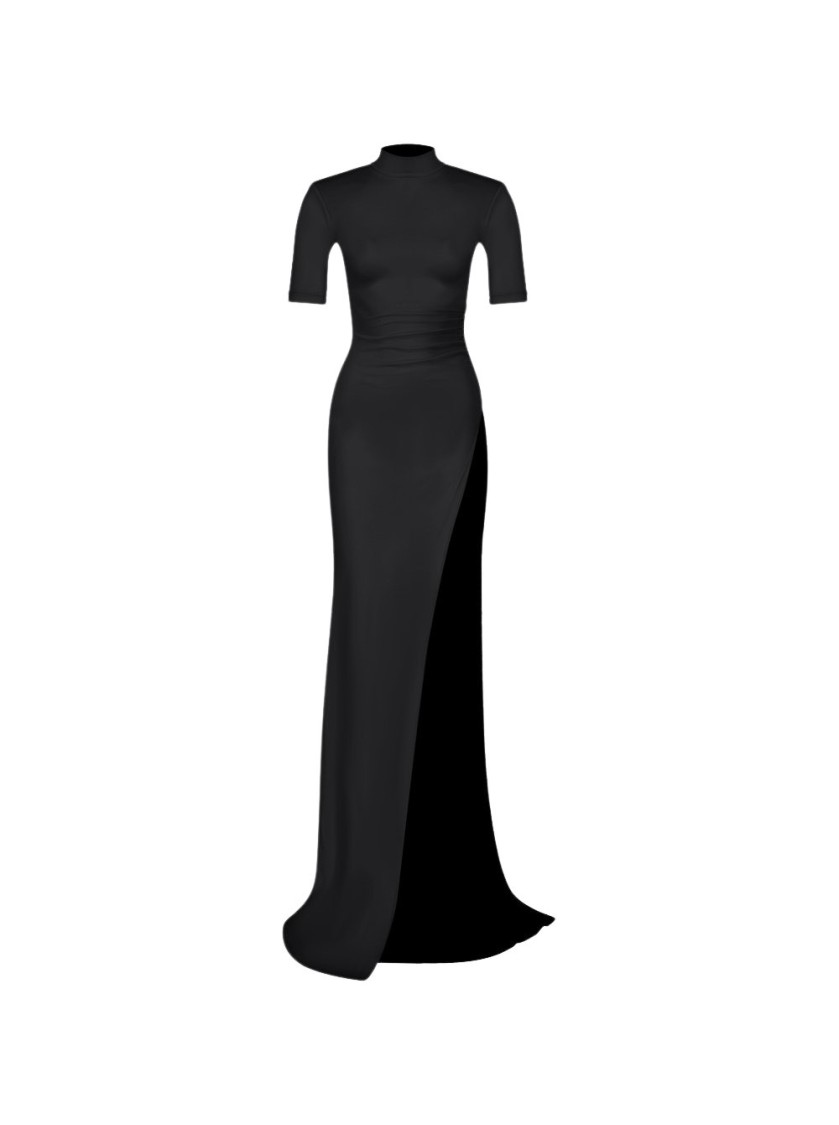 The New Arrivals By Ilkyaz Ozel Pernille Crepe Maxi Dress - Dark Side -black In Black