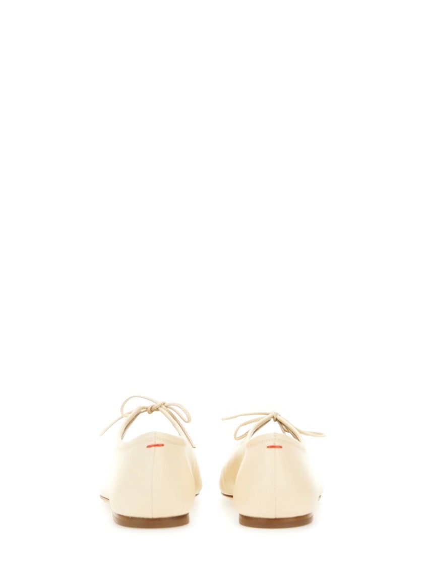 Aeyde Pointed Toe Leather Ballet Flats In Neutrals