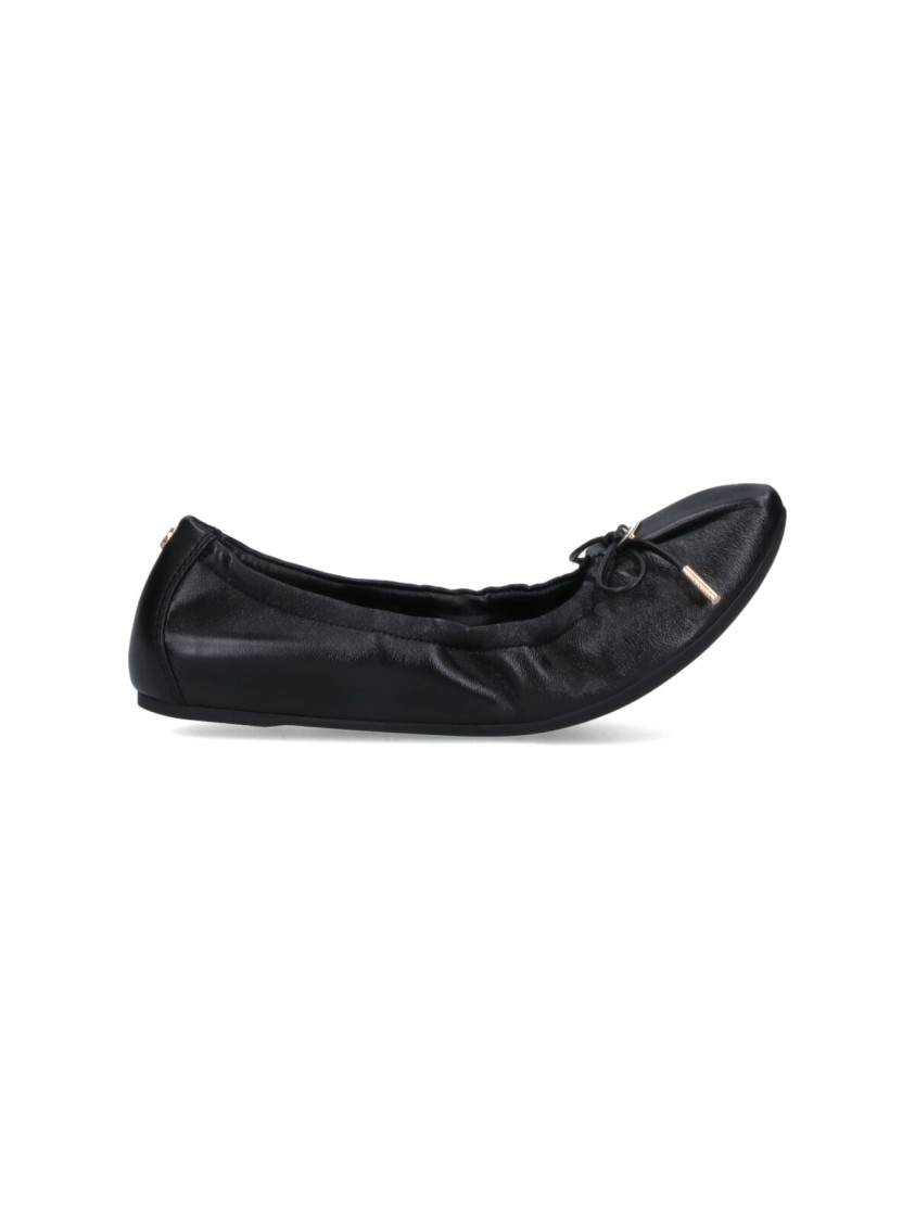 Ferragamo Ruched Ballerinas With Bow – Black