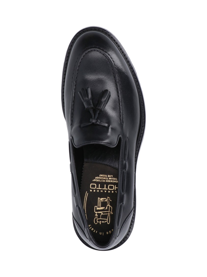 Alexander Hotto Tassel Loafers In Black Brushed Leather
