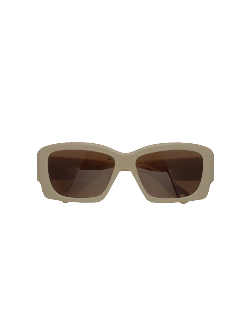 LINDA FARROW X JACQUEMUS LINDA FARROW X JACQUEMUS ANGULAR GREY SUNGLASSES WITH BROWN LENSES