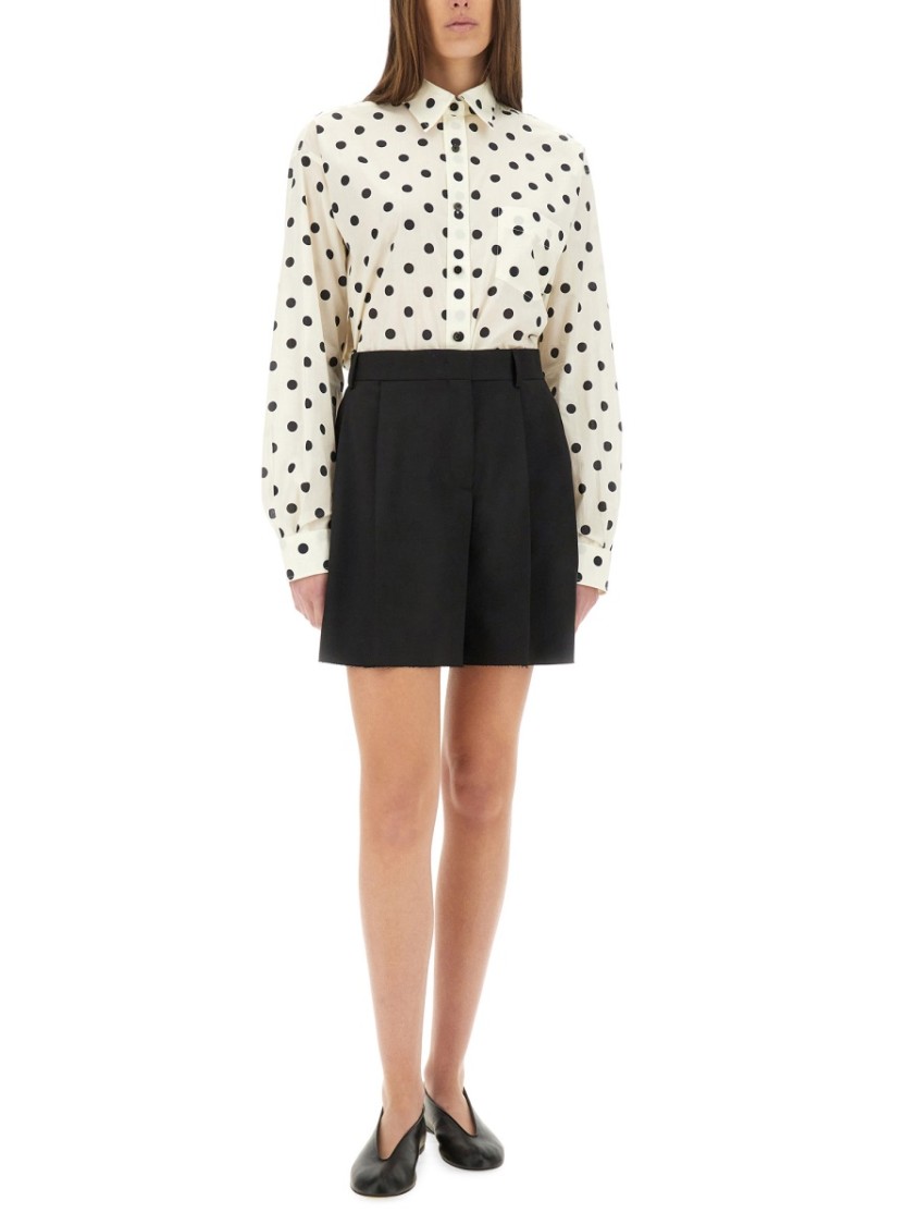 Moschino Couture Asymmetrical Wool Shorts In Black