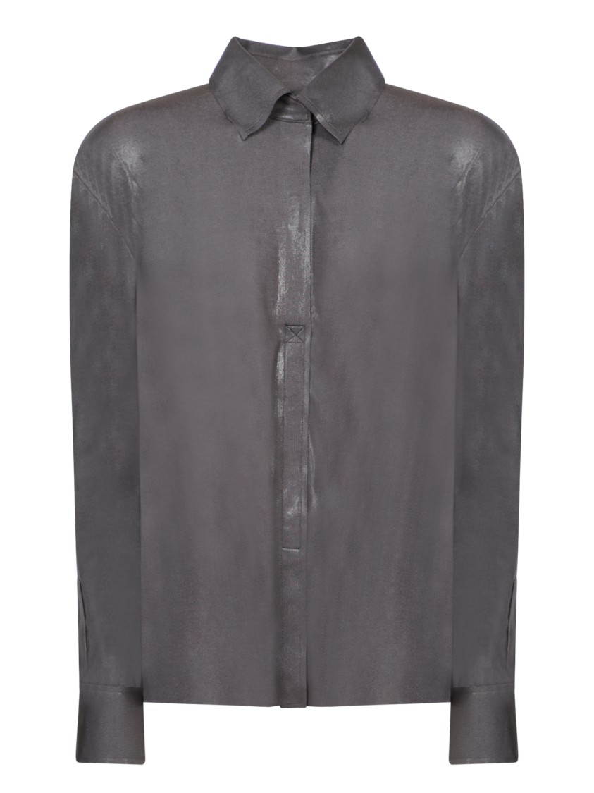 Shop Norma Kamali Grey Long Sleeves Shirt