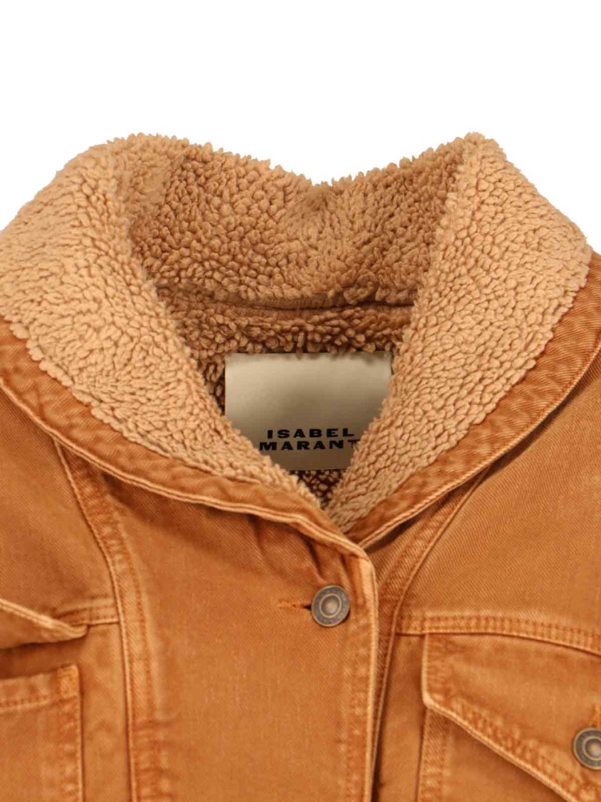 Isabel Marant Classic Brown Jacket With Textured Collar And Functional Pockets In Brown
