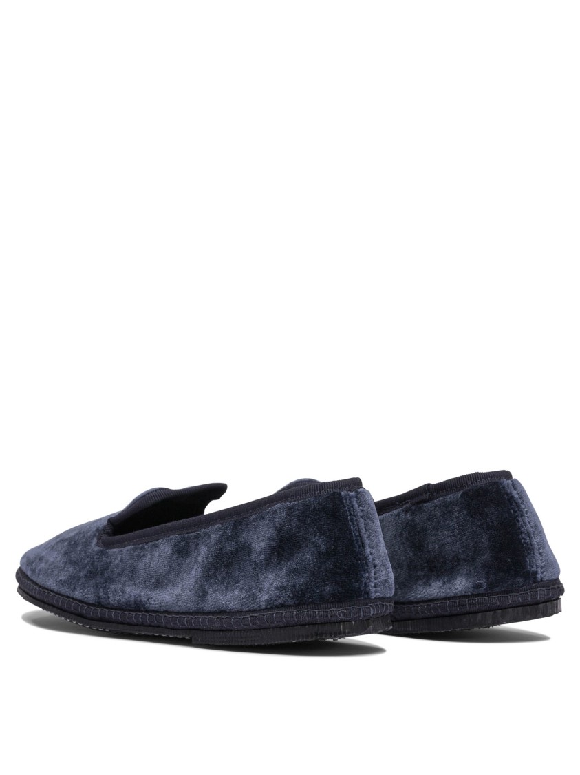 Sentier Di Segantin Roberta Streamlined Blue Loafers And Slippers With Plush Texture In Blue