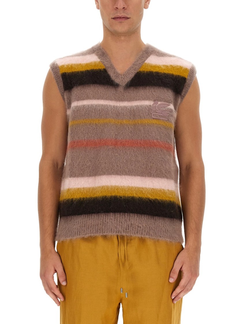 Shop Etro Vest With Stripe Pattern In Multicolor