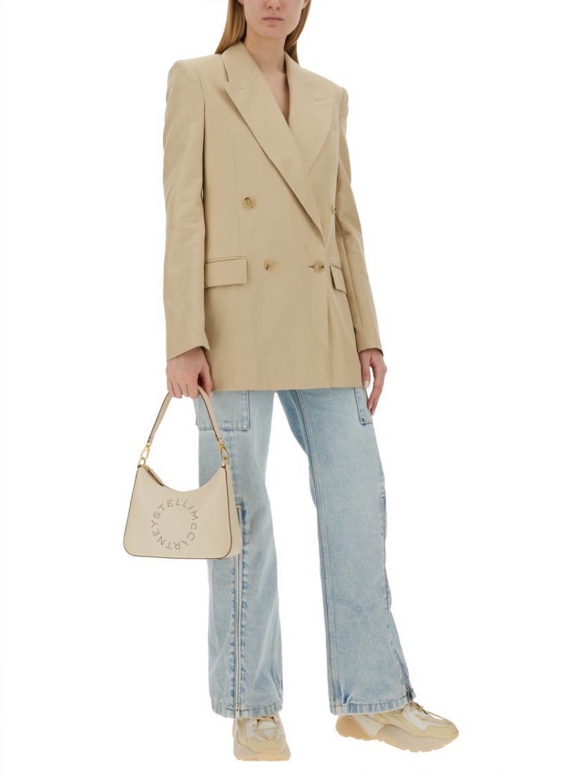 Stella Mccartney Double Breasted Satin Blazer In Neutrals