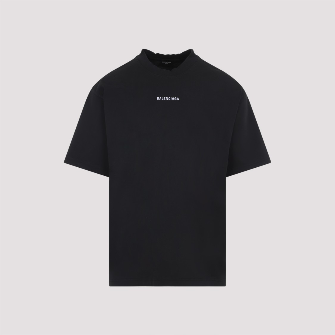 Balenciaga Black Crewneck T-shirt With Logo Lettering On The Front And Logo Patch On The Sleeve In Cotton Man