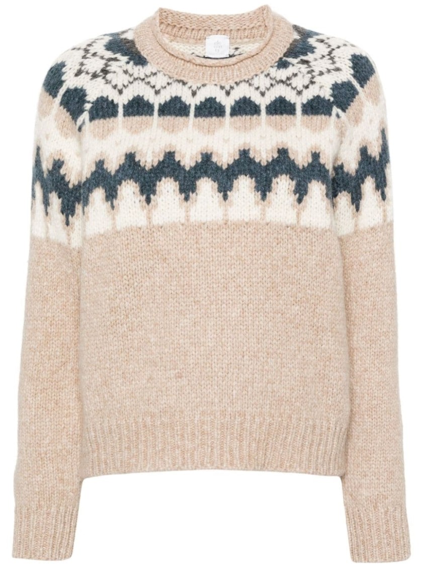 Eleventy Cozy Knit Sweater With Unique Pattern In Metallic