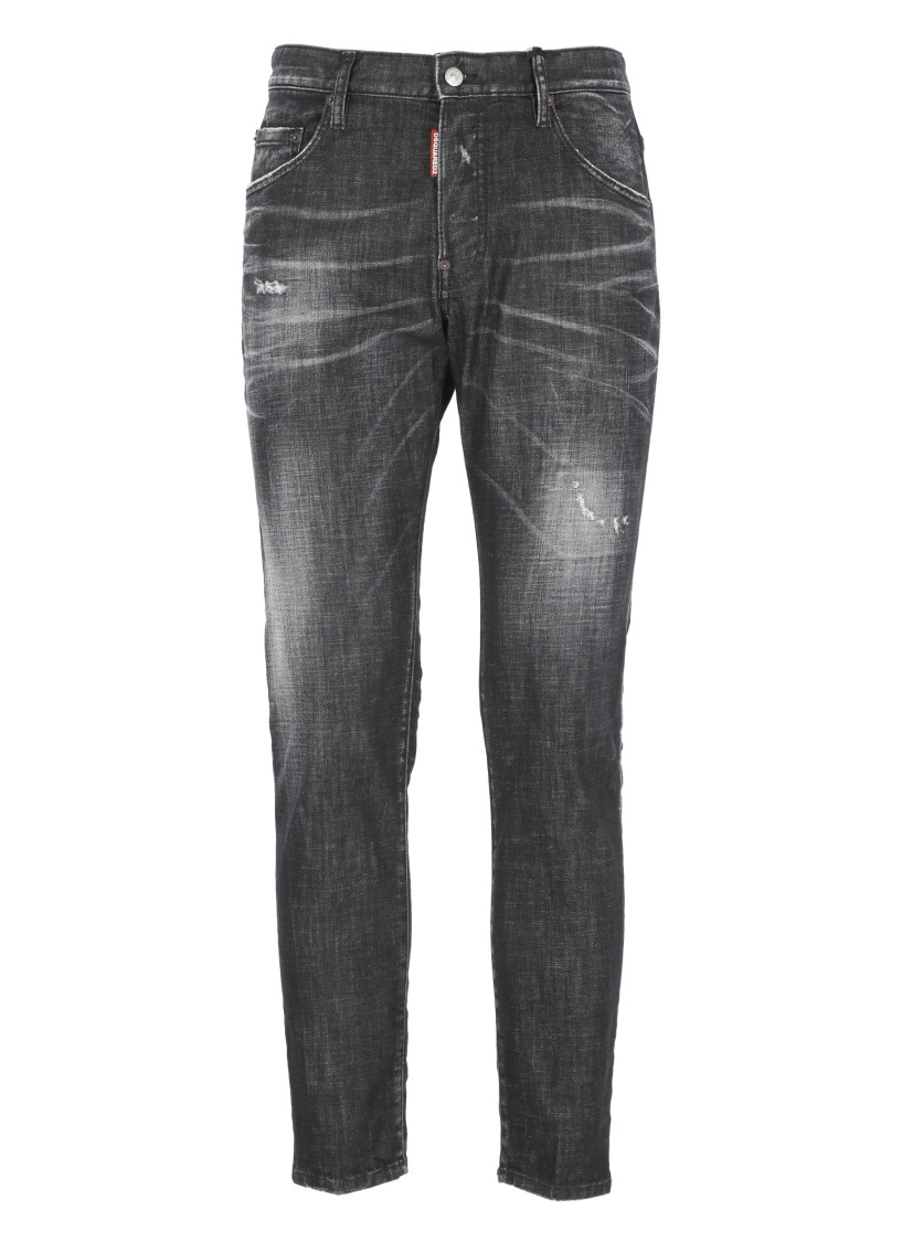 Dsquared2 Crystal-embellished Slim-cut Jeans In Black