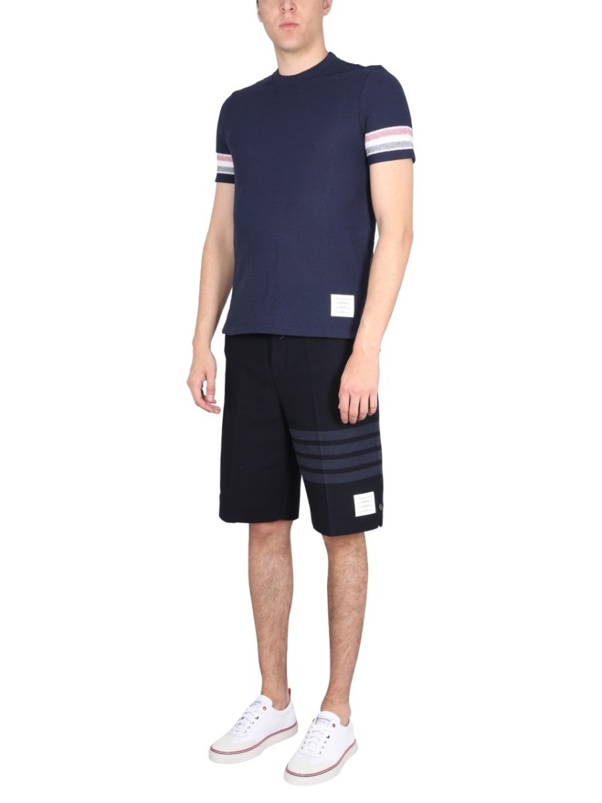 Thom Browne Striped Crewneck T-shirt In Blue