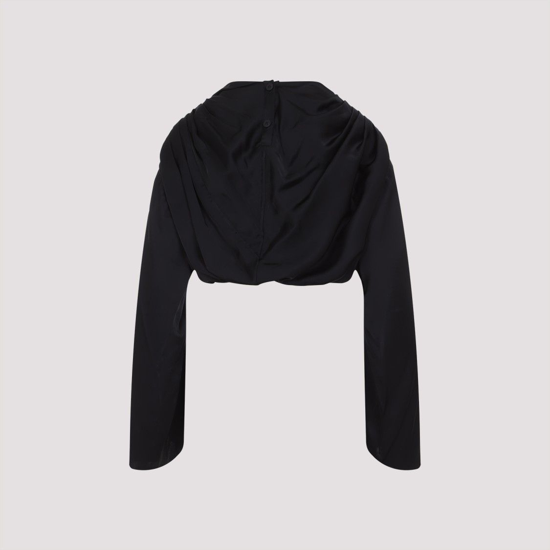 Rick Owens Draped Tech Fabric Top With Button Detail In Black