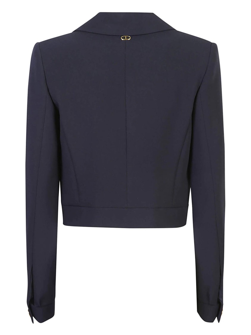 Twinset Twin-set Cady-texture Cropped Blazers In Blue