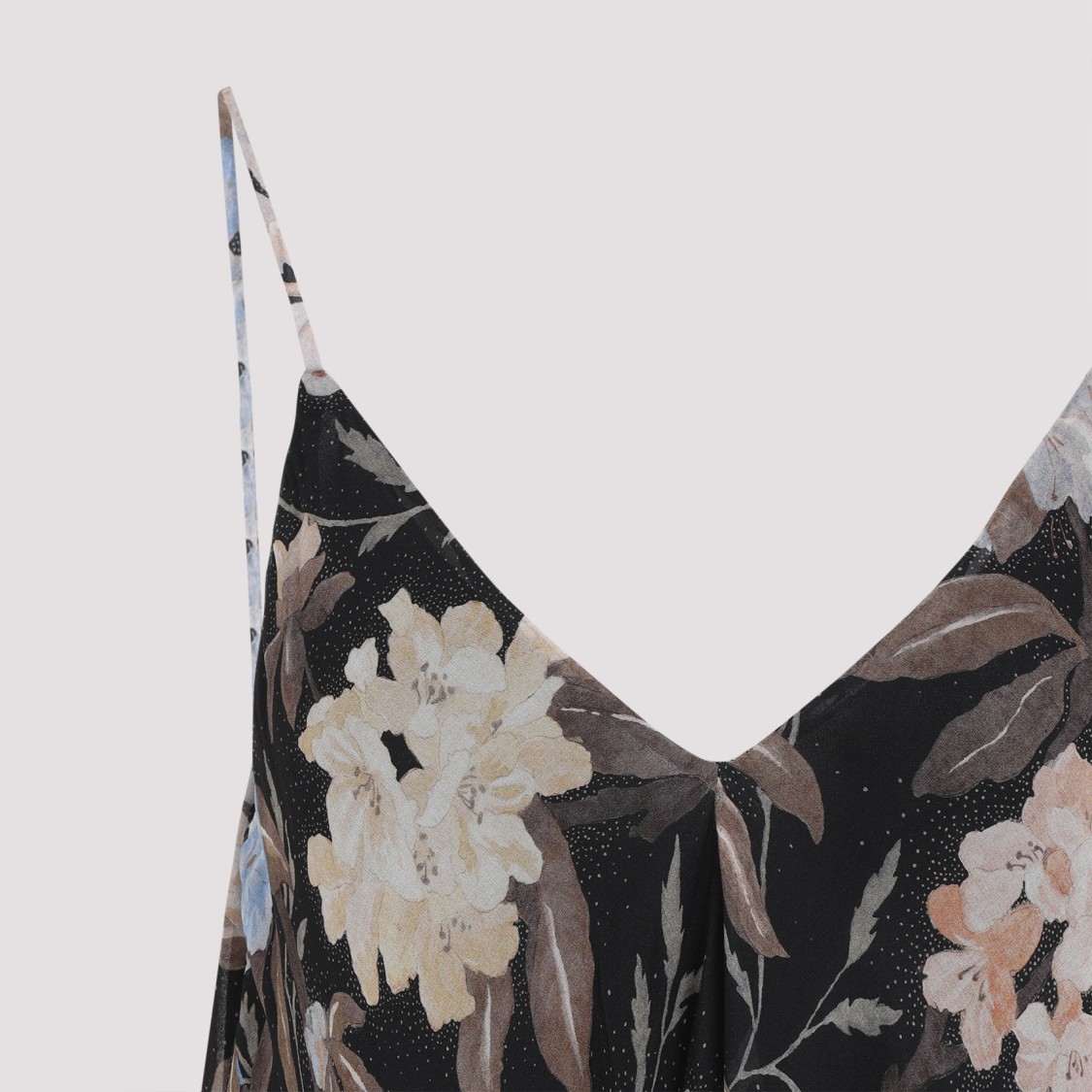 Zimmermann Black Floral Print Topwear In Black
