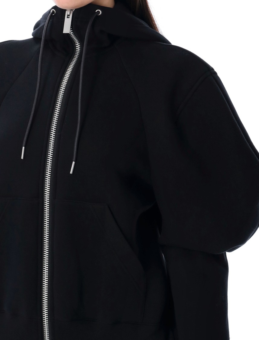 Shop Sacai Balloon Sleeves Hoodie In Black